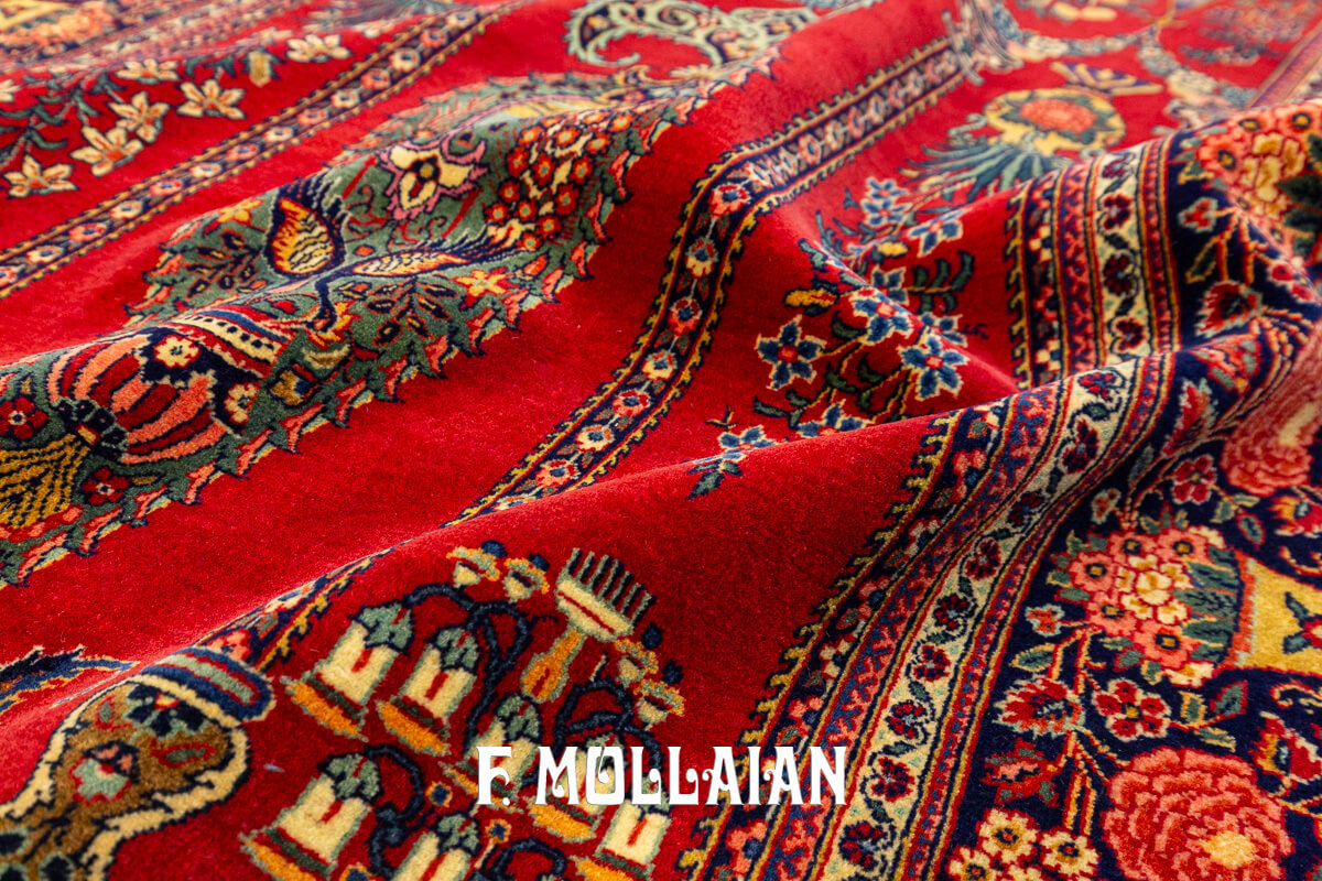 Kashan Dabir Carpet Red Prayer Field  n°:802543
